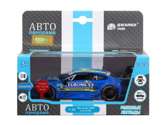 Машина ''АВТОПАНОРАМА'' Mercedes-AMG C 63 DTM, синий, 1/32, свет, звук, инерция, в/к 17,5*12,5*6,5 см