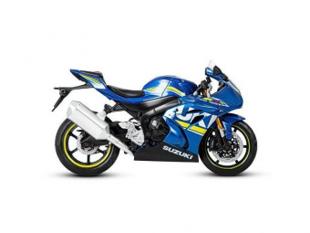 Мотоцикл АВТОПАНОРАМА SUZUKI GSR-R1000, 1/12, металл, синий, свободный ход колес