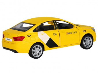 Машина ''АВТОПАНОРАМА'' Яндекс.Такси  LADA VESTA, желтый, 1/24, свет. звук. эффект., инерция, в/к 24,5*12,5*10,5 см