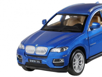 Машина АВТОПАНОРАМА BMW X6, синий, 1/32, свет, звук, инерция, в/к 17,5*13,5*9 см