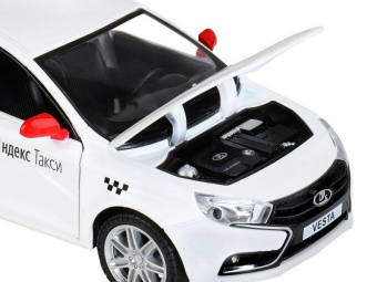 Машина ''АВТОПАНОРАМА'' Яндекс.Такси  LADA VESTA, белый, 1/24, свет. звук. эффект., инерция, в/к 24,5*12,5*10,5 см