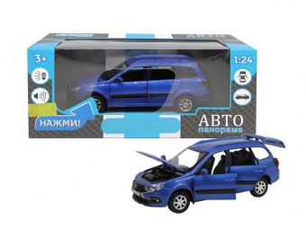 Машина ''АВТОПАНОРАМА'' LADA GRANTA CROSS, синий, 1/24, свет, звук, инерция, в/к 24,5*12,5*10,5 см
