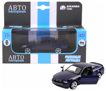 Машина АВТОПАНОРАМА Ford Mustang GT, синий, 1/43, инерция, откр. двери, в/к 17,5*12,5*6,5 см