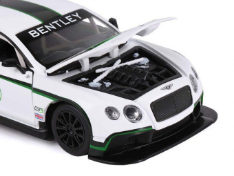 Машина ''АВТОПАНОРАМА'' Bentley Continental GT3 Concept, белый, 1/24, в/к 24,5*12,5*10,5 см