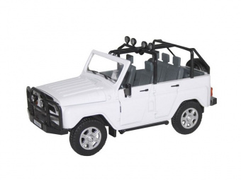 Машина ''АВТОПАНОРАМА'' УАЗ-469, 1/24, белый, свет, звук, инерция, в/к 22*12*11 см