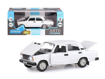 Машина ''АВТОПАНОРАМА'' ВАЗ 2107, 1/24, белый, инерция, в/к 24,5x12,5x10,5 см