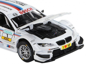 Машина ''АВТОПАНОРАМА'' BMW M3 DTM, белый, 1/32, свет, звук, инерция, в/к 17,5*13,5*9 см