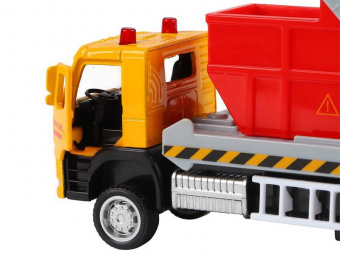 Машина ''АВТОПАНОРАМА'' VOLVO FM Мусоровоз, желтый-красный, 1/72, инерция, в/к 17,5*13*6,5 см