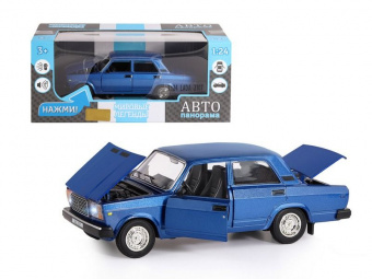 Машина ''АВТОПАНОРАМА'' ВАЗ 2107, 1/24, синий, инерция, в/к 24,5x12,5x10,5 см