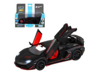 Машина АВТОПАНОРАМА Lamborghini SVJ, 1/32, черный матовый, свет, звук, в/к 17,5*12,5*6,5 см