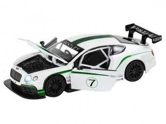 Машина ''АВТОПАНОРАМА'' Bentley Continental GT3, белый, 1/32, свет, звук, инерция, в/к 17,5*13,5*9 см