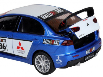 Машина АВТОПАНОРАМА Mitsubishi Lancer Evolution, 1/32, синий, свет, звук, в/к 18*9*13,5 см