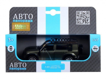 Машина АВТОПАНОРАМА Land Rover Defender 110, 1/43, оливковый, инерция, в/к 17,5*12,5*6,5 см