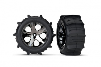 Tires and wheels, assembled, glued (2.8'') (All-Star black chrome wheels, paddle tires, foam inserts) (rear) (2) (TSM rated)