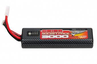 Rocket Pack V-Max LiPo 3000 55C Round (LED, 7.6V, 2S, Tamiya)