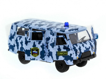 Машина ''АВТОПАНОРАМА'' инерц. УАЗ-452 (ОМОН) 1/50, в/к 12*7*5,5 см