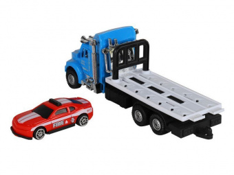 Машина AUTODRIVE Эвакуатор инерционная с пожарной машиной, в/п 23,5*6,5*19,5см, ,