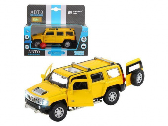 Машина ''АВТОПАНОРАМА'' Hummer H3, желтый, 1/32, свет, звук, инерция, в/к 17,5*13,5*9 см