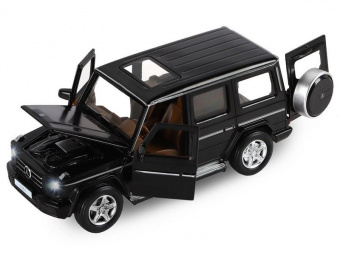 Машина АВТОПАНОРАМА Mercedes-Benz G350d, черный, 1/32, свет, звук, инерция, в/к 18*9*13,5 см