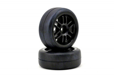 Tires and wheels, assembled, glued (Rally wheels, black , 1.9 Gymkhana slick tires) (2)