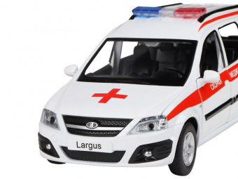 Машина ''АВТОПАНОРАМА'' LADA LARGUS Скорая помощь, 1/24, свет, звук, инерция, в/к 24,5*12,5*10,5 см