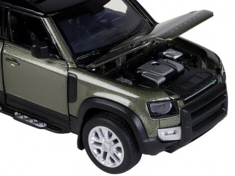 Машина АВТОПАНОРАМА Land Rover Defender 110, 1/32, зеленый, свет, звук, в/к 17,5*13,5*9 см