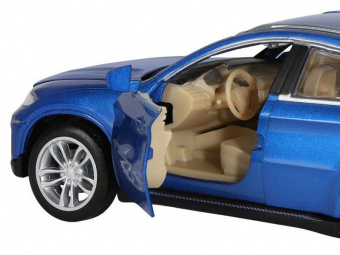 Машина АВТОПАНОРАМА BMW X6, синий, 1/32, свет, звук, инерция, в/к 17,5*13,5*9 см
