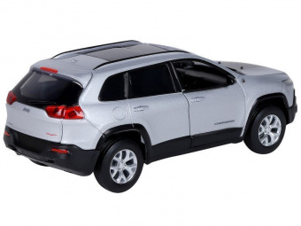 Машина АВТОПАНОРАМА Jeep  Cherokee, 1/32, серебряный, инерция, свет, звук, в/к 17,5*13,5*9 см