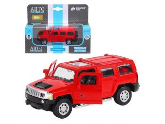 Машина АВТОПАНОРАМА Hummer H3, красный, 1/43, инерция, в/к 17,5*12,5*6,5 см