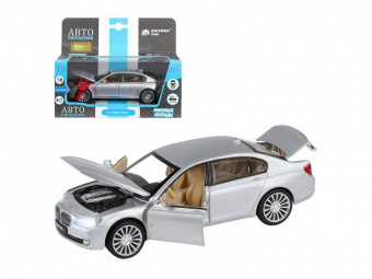 Машина ''АВТОПАНОРАМА'' BMW 760LI , серебряный, 1/34, свет, звук, инерция, в/к 17,5*13,5*9 см