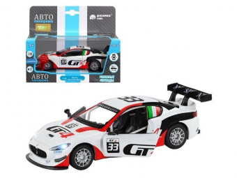 Машина ''АВТОПАНОРАМА'' Maserati Gran Turismo MC GT4, белый, 1/32, свет, звук, в/к 17,5*13,5*9 см