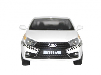 Машина ''АВТОПАНОРАМА'' LADA VESTA ТАКСИ белый, 1/24, свет, звук, инерция, в/к 24,5*12,5*10,5 см