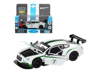 Машина ''АВТОПАНОРАМА'' Bentley Continental GT3, белый, 1/32, свет, звук, инерция, в/к 17,5*13,5*9 см
