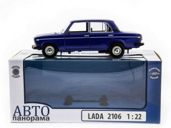 Машина ''АВТОПАНОРАМА'' ВАЗ 2106 синяя ,1/22, инерция, Pull Bаck механизм, в/к 10*12*22 cм