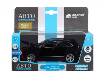 Машина ''АВТОПАНОРАМА'' Bentley Bentayga, черный, 1/34, свет, звук, инерция, в/к 17,5*13,5*9 см