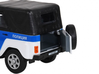 Машина ''АВТОПАНОРАМА'' УАЗ-469 Полиция, белый, 1/24, свет, звук, инерция, тент, в/к 22*12*11 см