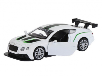 Машина ''АВТОПАНОРАМА'' Bentley Continental GT3, белый, 1/43, инерция, в/к 17,5*12,5*6,5 см