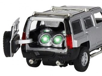 Машина ''АВТОПАНОРАМА'' Hummer H3, серебряный, 1/32, свет, звук, инерция, в/к 17,5*13,5*9 см