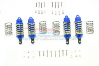 Комплект передних и задних амортизаторов GPM Blue Aluminium Traxxas Rustler 4x4 LCG, 4 шт. RUS47580FR-B-GD-BEBK
