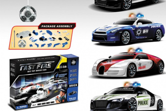Конструктор - автомобили BMW, Nissan, Bugatti Veyron и Audi R8 Полиция на р/у
