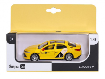 Машина АВТОПАНОРАМА Яндекс GO Toyota Camry, 1/43, желтый, инерция, откр. двери, 17,5*12,5*6,5 см