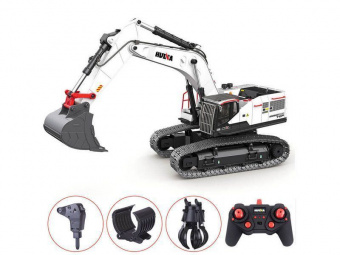 Радиоуправляемый экскаватор HUI NA TOYS, белый 2.4G 22CH 1/14 RTR