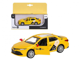 Машина АВТОПАНОРАМА Яндекс GO Toyota Camry, 1/43, желтый, инерция, откр. двери, 17,5*12,5*6,5 см
