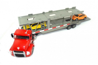 Грузовик-автовоз на радиоуправлении Mack Car Transporter с 2 автомобилями 1:26