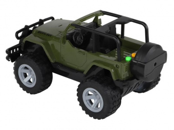 Машина AUTODRIVE Джип 23см инерц. на бат. со светом и звуком, зеленый,  в/к 26,5*16*16