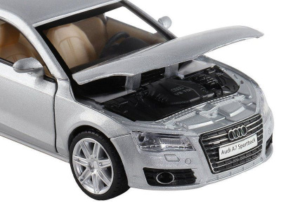 Машина ''АВТОПАНОРАМА'' Audi A7, серебряный, 1/32, свет, звук, инерция, в/к 17,5*13,5*9 см