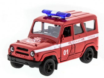 Машина ''АВТОПАНОРАМА'' инерц. УАЗ-469 (пожарная) 1/50, в/к 12*7*5,5 см
