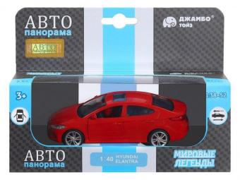 Машина ''АВТОПАНОРАМА'' HYUNDAI ELANTRA, красный, 1/40, инерция, в/к 17,5*12,5*6,5 см