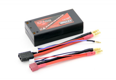 Аккумулятор Li-Po 7.4В 4600мАч 60C 2S Короткий (кабели TRX, T-Plug)