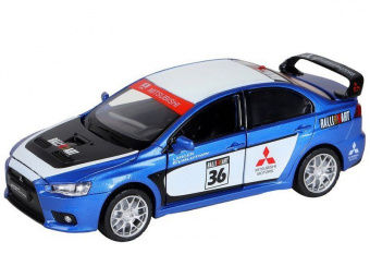 Машина АВТОПАНОРАМА Mitsubishi Lancer Evolution, 1/32, синий, свет, звук, в/к 18*9*13,5 см